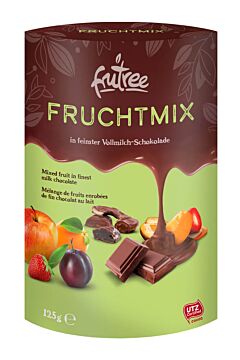 Ovocný mix v mliečnej čokoláde čerstvo vyrobené a balené priamo z baliarne Frutree